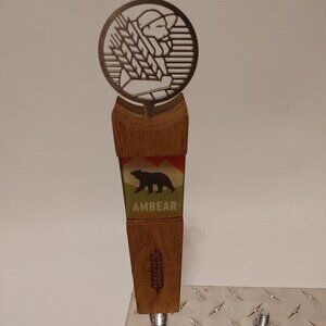 RARE Cameron's Brewing Company AMBEAR Amber Lager Tap Handle Wood Metal